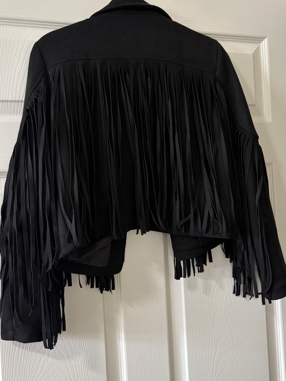 Western Black Fringe Cropped Suede Jacket - Picture 4 of 6